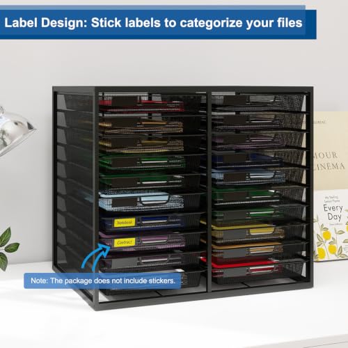 Mesh Desk Organizer with 20 Compartments Sliding Drawers,Black - view 3