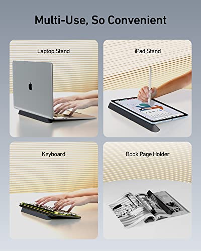 3 in 1 Silicone Laptop Stand, Keyboard Riser for Ergonomic Typing/Reading, Portable Laptop Cooling Stand, for Home Office School and Travel, Oval Base, Midnight - view 5