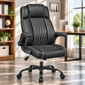 Ergonomic Office Chair, Leather Computer Desk Chair, Black