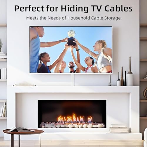Cord Hider for Wall Mounted TV, 57in Paintable Cable Cover System, Self-Adhesive Cable Management Raceway Kit Hides 2-3 Wires, Baseboard Wire Hider Easy Installation, W 0.95 H 0.55in, White - view 6