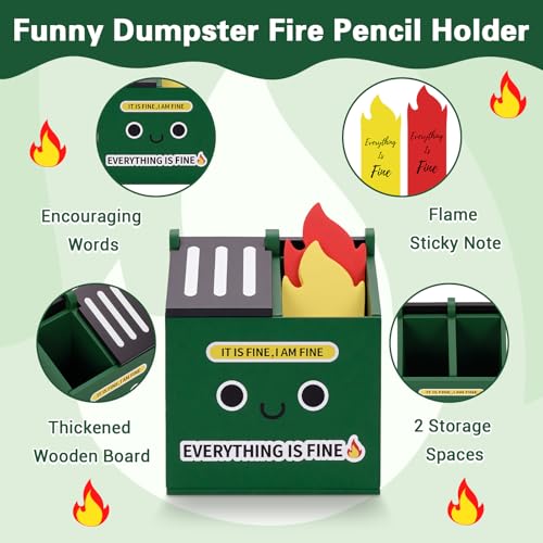 Dumpster Fire Pencil Holder with 100 PCS Flame Sticky Notes - view 3