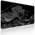 Japanese Sea Wave Extended Big Mouse Pad Large,XL Gaming Mouse Pad Desk Pad,31.5x11.8inch Long Computer Keyboard Mouse Mat Mousepad with 3mm Non-Slip Base and Stitched Edge for Home Office Work