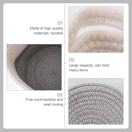 Woven Storage Basket Cotton Rope round Home Organization for Small Objects - view 6