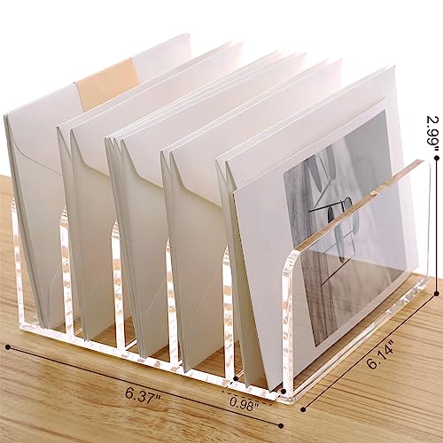Clear Mail Organizer Desk Sorter, Acrylic Letter File Holder 5-Slot - view 2