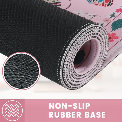 Cute Desk Mat for Women, Pink Keyboard and Mouse Pad for Desk - view 4