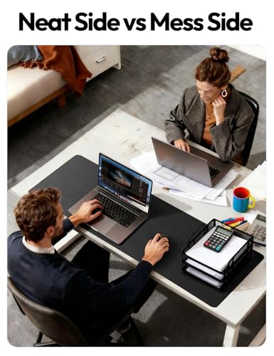 Leather Desk Protector, Office Mat, Large Mouse Mat, Non-Slip PU Leather Blotter, Laptop Desk Mat, Waterproof Writing Pad for Office and Home (Black, 31.5" x 15.8") - view 6