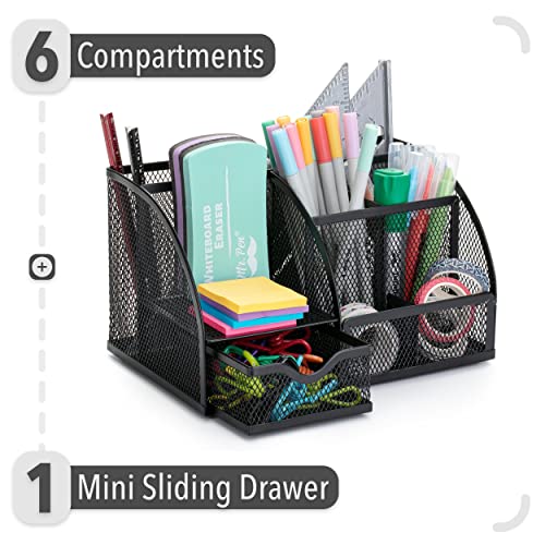 Mesh Desk Organizer, Black, Pen Holders Organizers - view 2