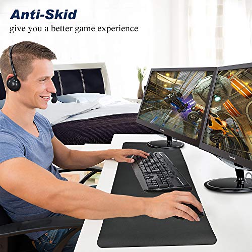 Desk Pad for Office Home 31" x 13",PU Leather Waterproof Large Desk Writing Mat Organizer,Multifunctional Ultra Thin Dual Use Desk Blotters Mouse Pad Protector … (Black) - view 3