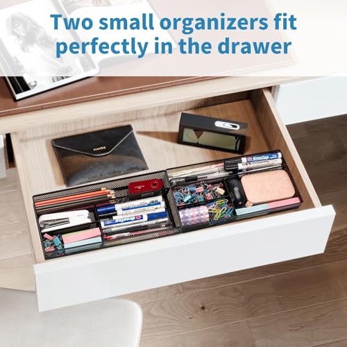 Desk Drawer Organizer Tray,Drawer Organizer for Office and Home,Desk Organizer with Drawers,4 Compartments,Non-Slip Desk Organizers and Accessories for Stationery Makeup School (Black) - view 3