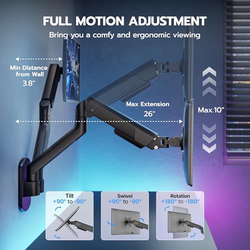 17-35 Inch Ultrawide Dual Monitor Wall Mount, Black - view 4