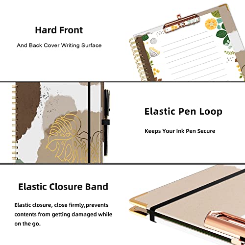 Clipboard with Storage 8.5 X 11，Padfolio Organizer, Spiral Portfolio Letter Size with Notepad, Pen Holder, 5 Extra Folder Divider Pages, Elastic Closure Nurse Essentials(Earthy Abstract) - view 5