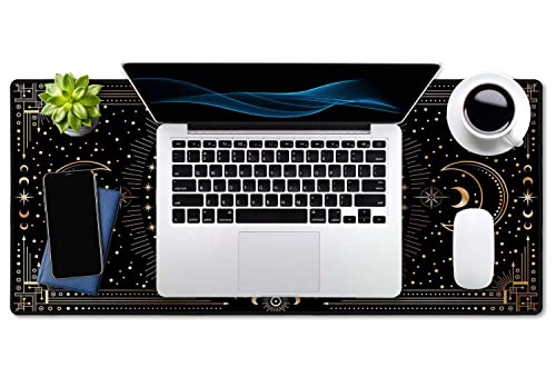 Large Mouse Pad, Boho Snake Witch Desk Mat for Desktop, Women Girls Waterproof Gaming Mousepad, Moon Phases Computer PC Laptop Protector Writing Pads for School Office Home 35.5" x 15.7" - view 4