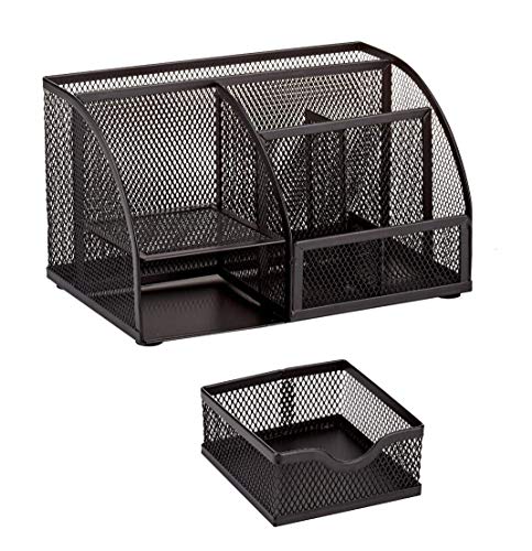 Mesh Desk Organizer Office with 7 Compartments + Drawer/Desk Tidy Candy/Pen Holder/Multifunctional Organizer (Black) - view 5