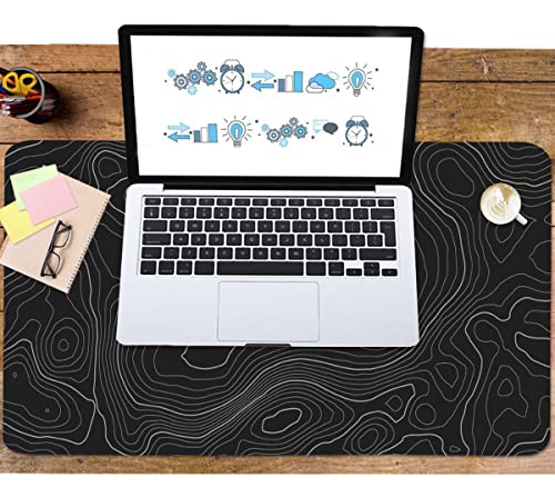 Topographic Mouse Pad, Extended Gaming (35.4x15.7 in), Desk Mat Laptop Waterproof Decor Writing for Work, Game, Office, Home - Topographic Contour - view 6