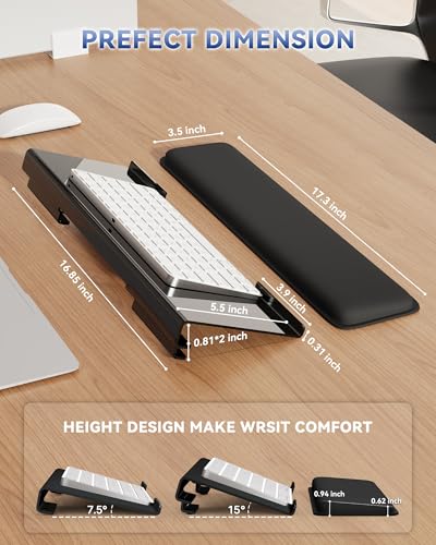Adjustable Computer Keyboard Stand for Desktop, Keyboard Wrist Rest(Black) - view 3