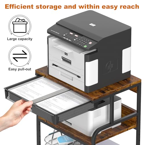23.6"×18.9" Extra Large Printer Stand with Drawer & Wheels - view 3