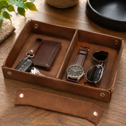 Leather Storage Tray, Foldable Divided - view 6
