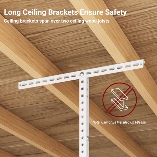 4x8ft Overhead Ceiling Garage Storage Rack, 750LBS Capacity, White - view 7