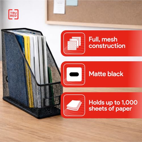 Staples Metal Magazine File Organizer, Black - Top - Loading Desktop File Holder with Handle, Holds Up to 1000 Sheets - view 3