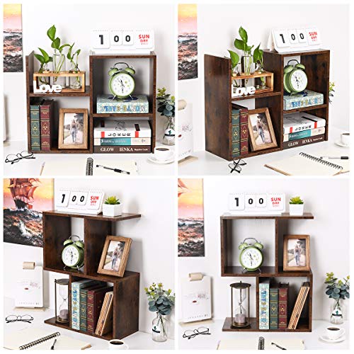 Mass Desktop Bookshelf Freestanding Wooden Countertop Bookcase Accessories Organizer Display Rack Dorm Desk Storage Shelf - view 6