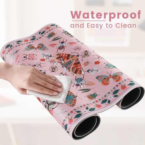 Cute Desk Mat for Women, Pink Keyboard and Mouse Pad for Desk - view 5