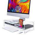 Acrylic Monitor Stand for Full Keyboard, 20" Wide 2-Tier