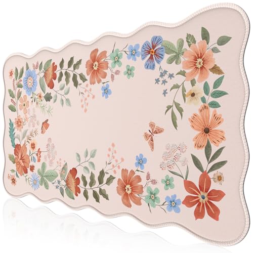 Cute Desk Pad for Desktop Setup, Large Keyboard Mat(Light Pink)