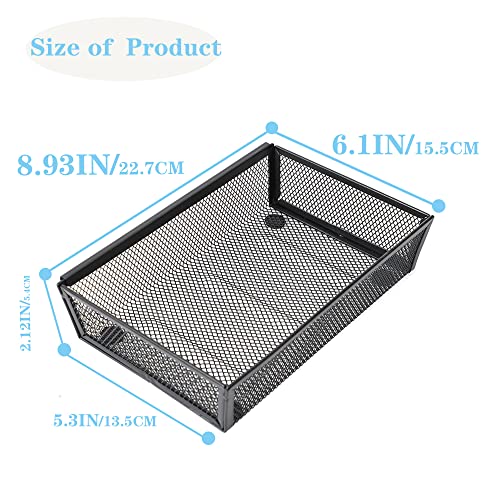 Mesh Tray Kitchen Drawer Utensil Cutlery Tray Office Supplies with Inter-locking Arm Drawer Dividers Organizer for Silverware, Flatware, Home,Office, School,Bedroom(9＂X6＂4pack) Black - view 2
