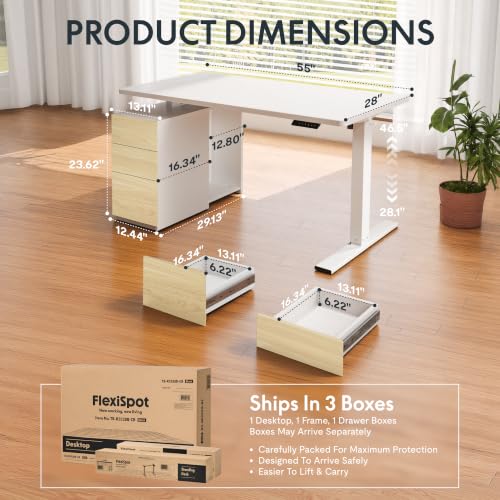 EN2 55"x28" Standing Desk Bundle with Storage Cabinet, White - view 3