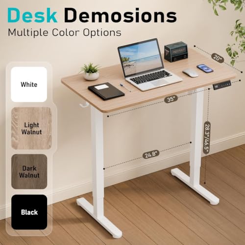 35" Electric Standing Desk, Small Sit Stand up Desk, Light Walnut - view 3