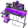 40 Inch Gaming Desk with LED & Power Outlet, Carbon Fiber Black