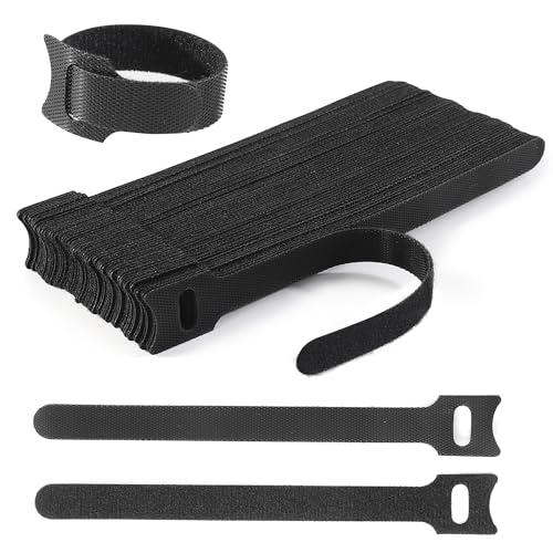 Reusable Cable Ties, 60 PCS 8 Inches Adjustable Cord Straps Wire Organizer Cord Wrap and Hook Loop Cable Management