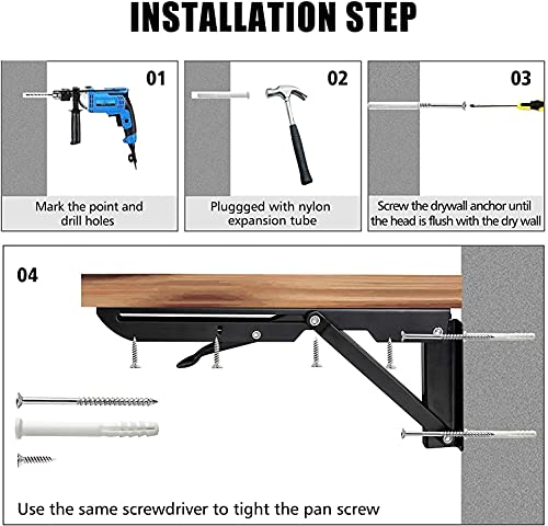 Folding Shelf Brackets 24 inch 2Pcs Heavy Duty Collapsible Shelf Bracket - view 6