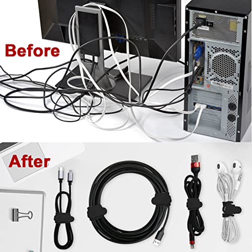 Silicone Cable Ties, Cord Organizer Cable Management(16Pcs-Black) - view 5