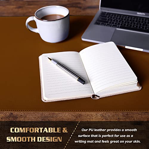 Small Sewing Leather Desk Mat, Desk Pad (Brown, 23.6" x 13.8") - view 5