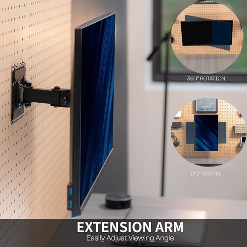 Black Single Monitor Pegboard Mount, Up to 32 in Screens, MOUNT-PB2A - view 5