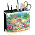 DIY Diamond Art Painting Pen Holder,Seaside DIY Acrylic Special Shaped Pen Organizer, Daily Office Desktop Decoration Storage Item