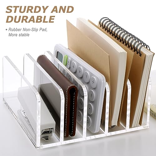 Clear Mail Organizer Desk Sorter, Acrylic Letter File Holder 5-Slot - view 7