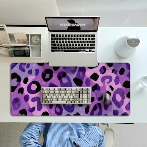 35.4 x 15.7 in, XXL Large Mouse Pad for Desk, Extended Keyboard Mouse Mat for Computer Office, Big Mouse pad with Stitched Edges, Gaming Pc-Purple Leopard Print - view 7