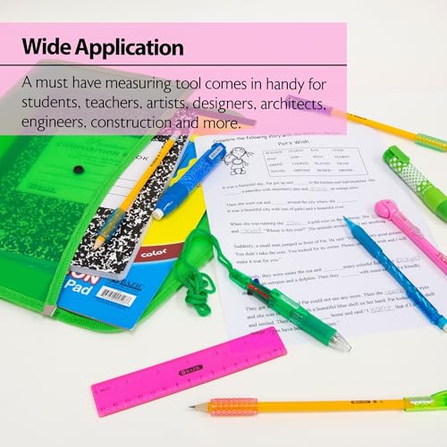 6 in Clear Plastic Ruler, Inch & Metric, 3 Pack - view 6