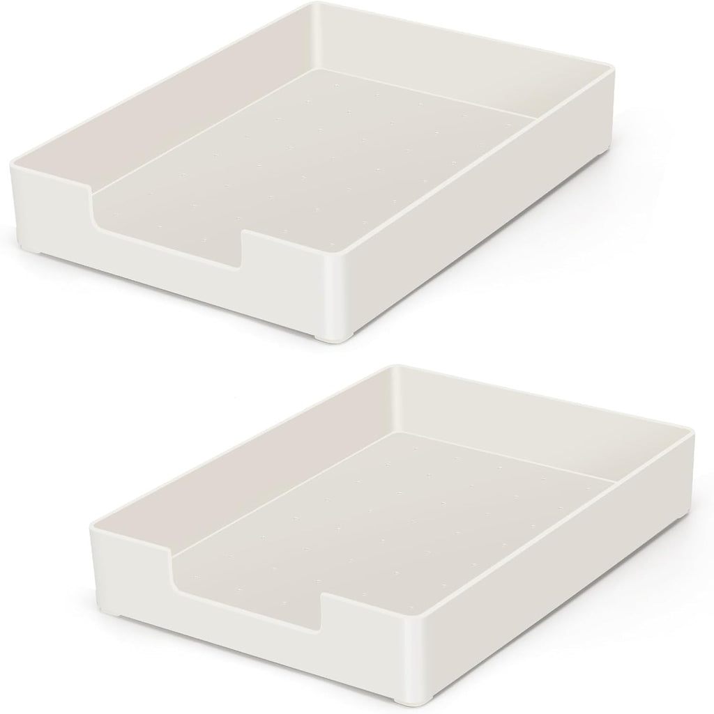 Letter Size A4 Papers Tray Desk Drawer Organizer Tray A4 Plastic Letter Paper Stationery Desk Accessories, Black Holder File Organization for Office, School, Home Storage (2 Pack) - view 8