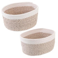 2pcs Cotton Rope Storage Basket with Lid Makeup Brushes and Sundries
