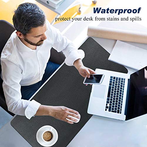 Desk Pad for Office Home 31" x 13",PU Leather Waterproof Large Desk Writing Mat Organizer,Multifunctional Ultra Thin Dual Use Desk Blotters Mouse Pad Protector … (Black) - view 4