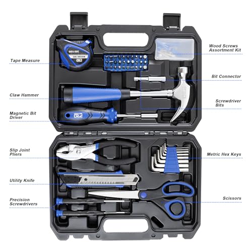 93-Piece Tool Kit, Small Starter Tool Set, Blue - view 3
