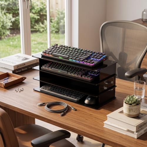 Keyboard Storage Rack, 3-Tier Vertical Acrylic Stand - view 4