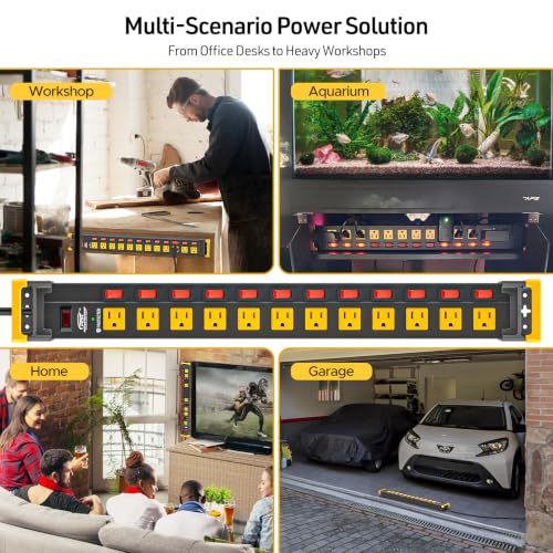 12-Outlet Heavy Duty Power Strip with Individual Switches 9FT Cord - view 3
