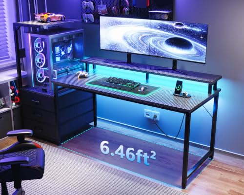 Gaming Desk with PC Display Stand, Reversible for Gaming Setup, 63 inch - view 2