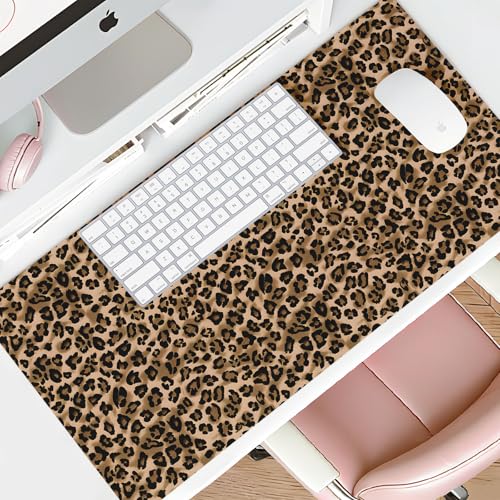 Leather Desk Mat for Keyboard, Extra Large Mouse Pad, Leopard - view 6