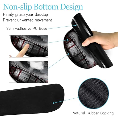 Japanese Ergonomic Mouse Pad with Wrist Rest, Large Desk Mat Set - view 5