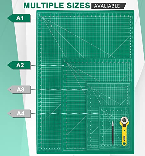Density-upgraded Self Healing Cutting Mat, 18inch x 12inch Craft Cutting Mat for Table Protection, 5-Ply Rotary Cutting Board Double-sided for Cutting Quilting Modeling Projects, Green - view 2